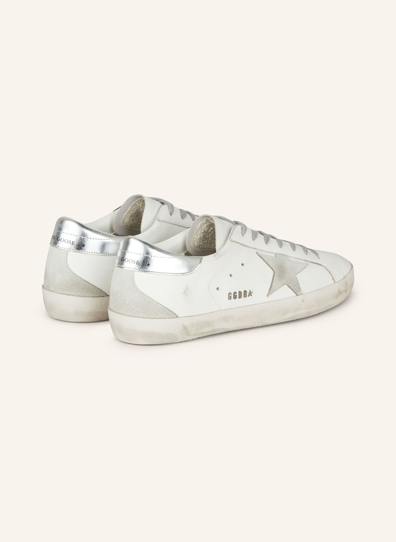 GOLDEN GOOSE Sneaker SUPER-STAR: WEISS/ SILBER