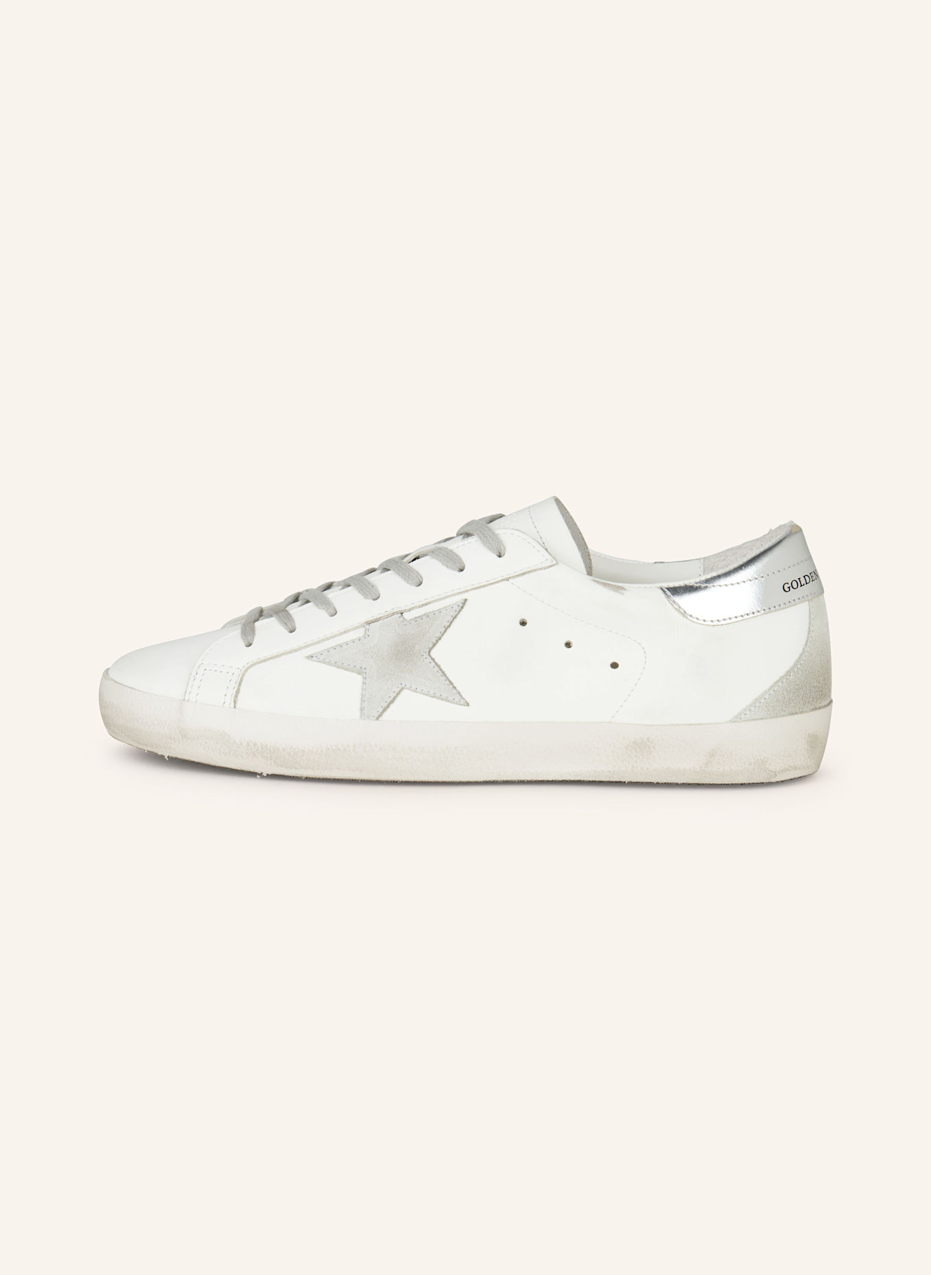 GOLDEN GOOSE Sneaker SUPER-STAR: WEISS/ SILBER
