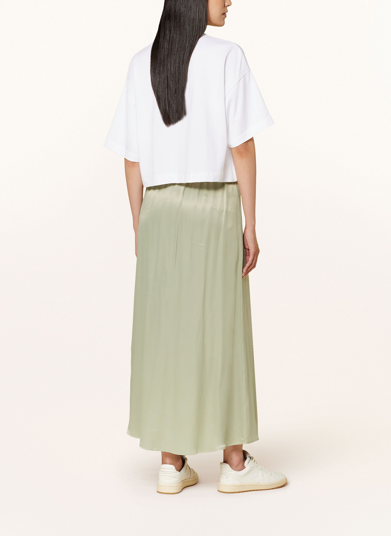 American Vintage Satin skirt UNYL, Color: LIGHT GREEN (Image 3)