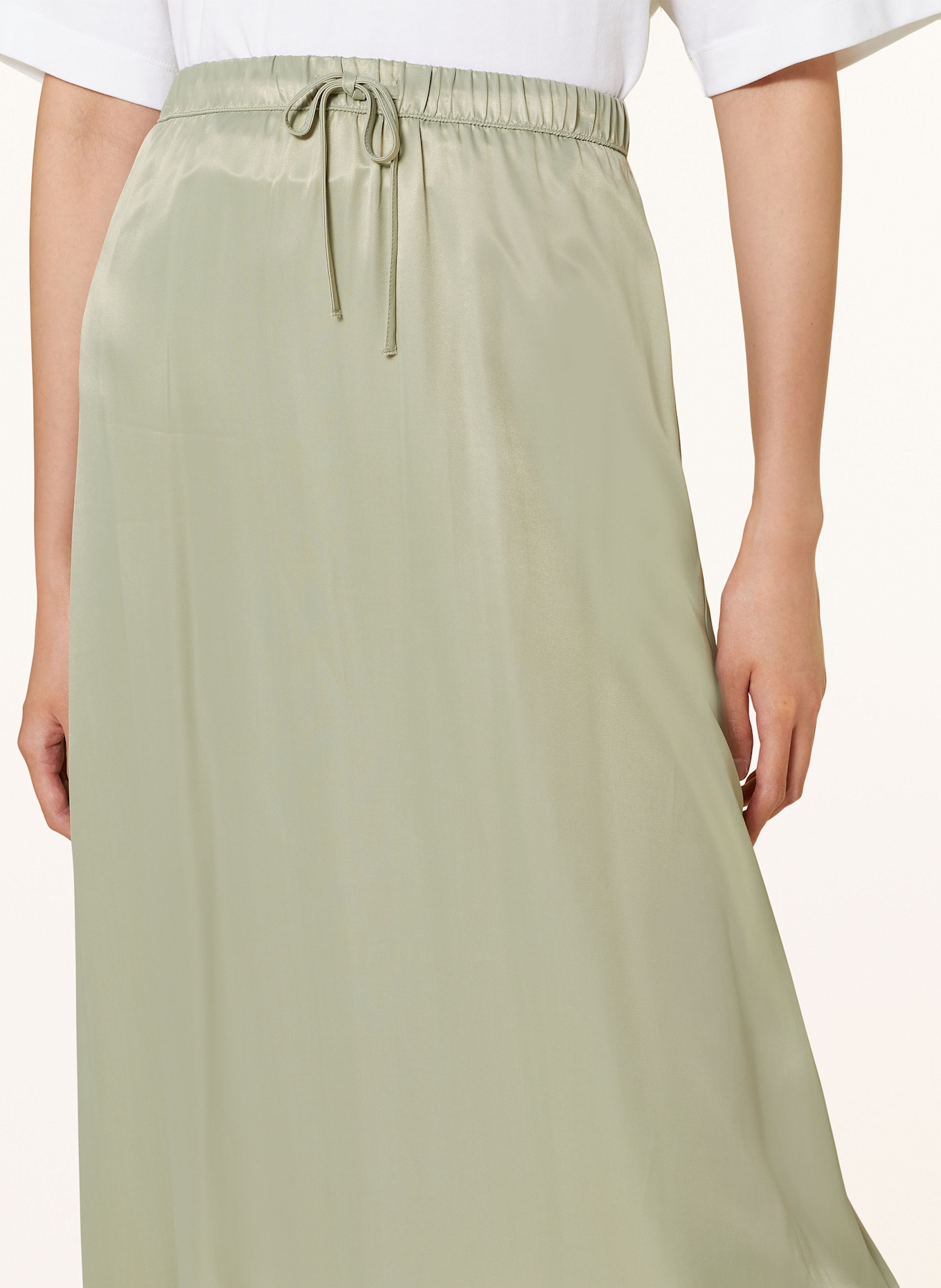 American Vintage Satin skirt UNYL, Color: LIGHT GREEN (Image 4)