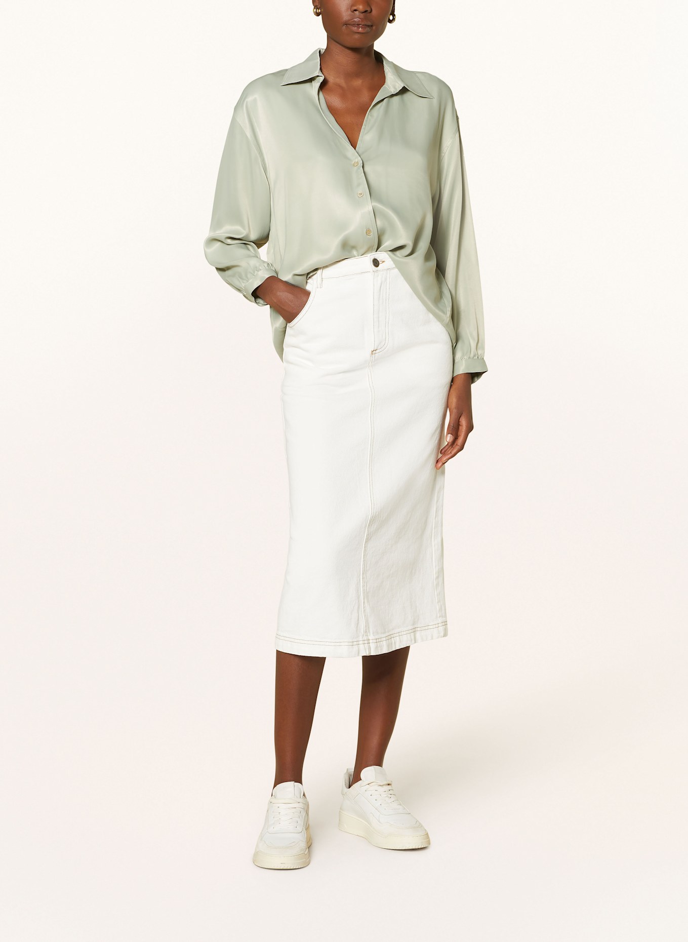 American Vintage Satin blouse UNYL, Color: LIGHT GREEN (Image 2)