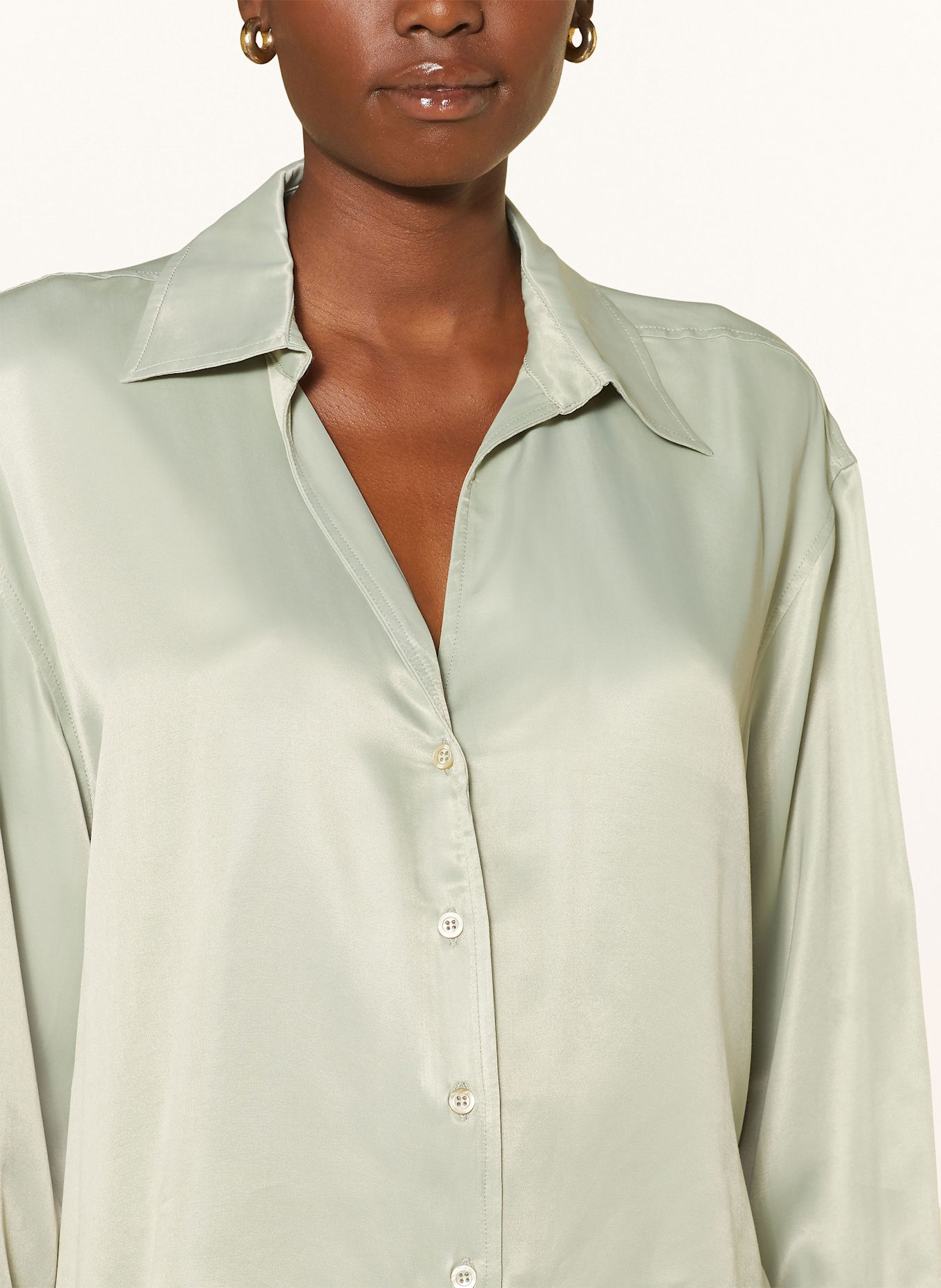 American Vintage Satin blouse UNYL, Color: LIGHT GREEN (Image 4)