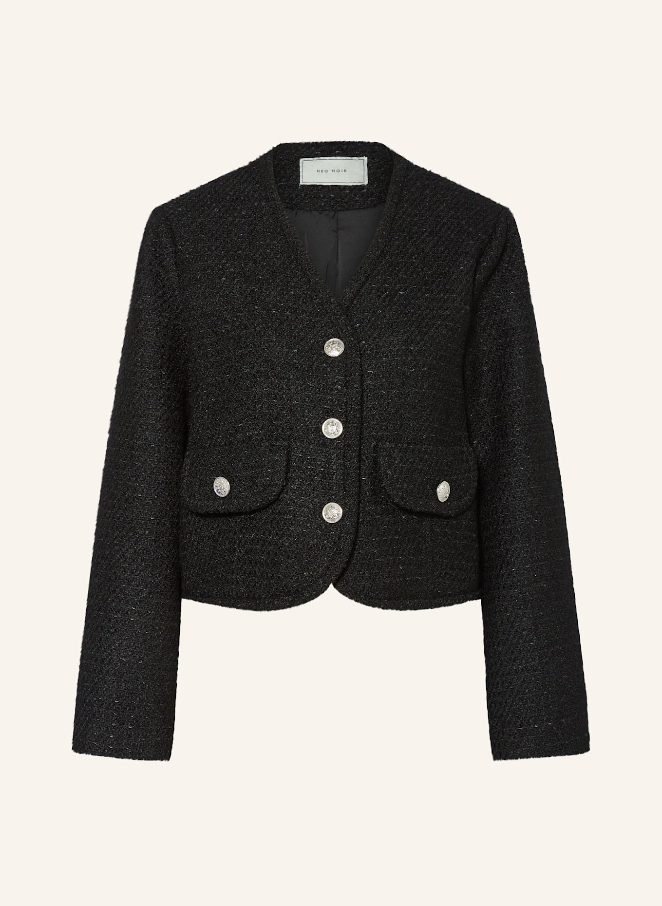 NEO NOIR Boxy jacket in bouclé, Color: BLACK (Image 1)