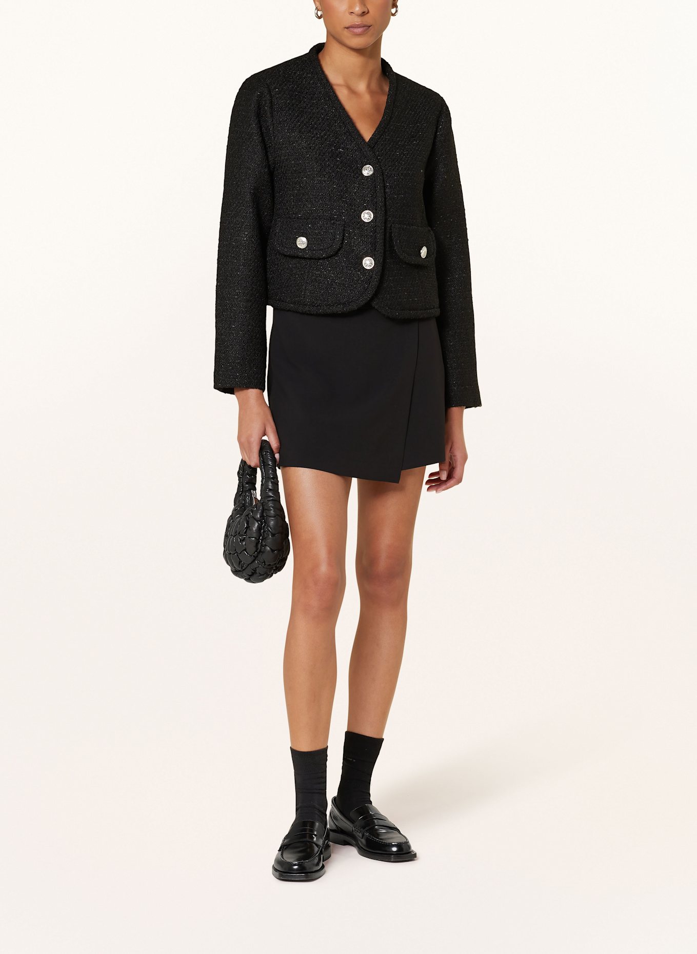 NEO NOIR Boxy jacket in bouclé, Color: BLACK (Image 2)