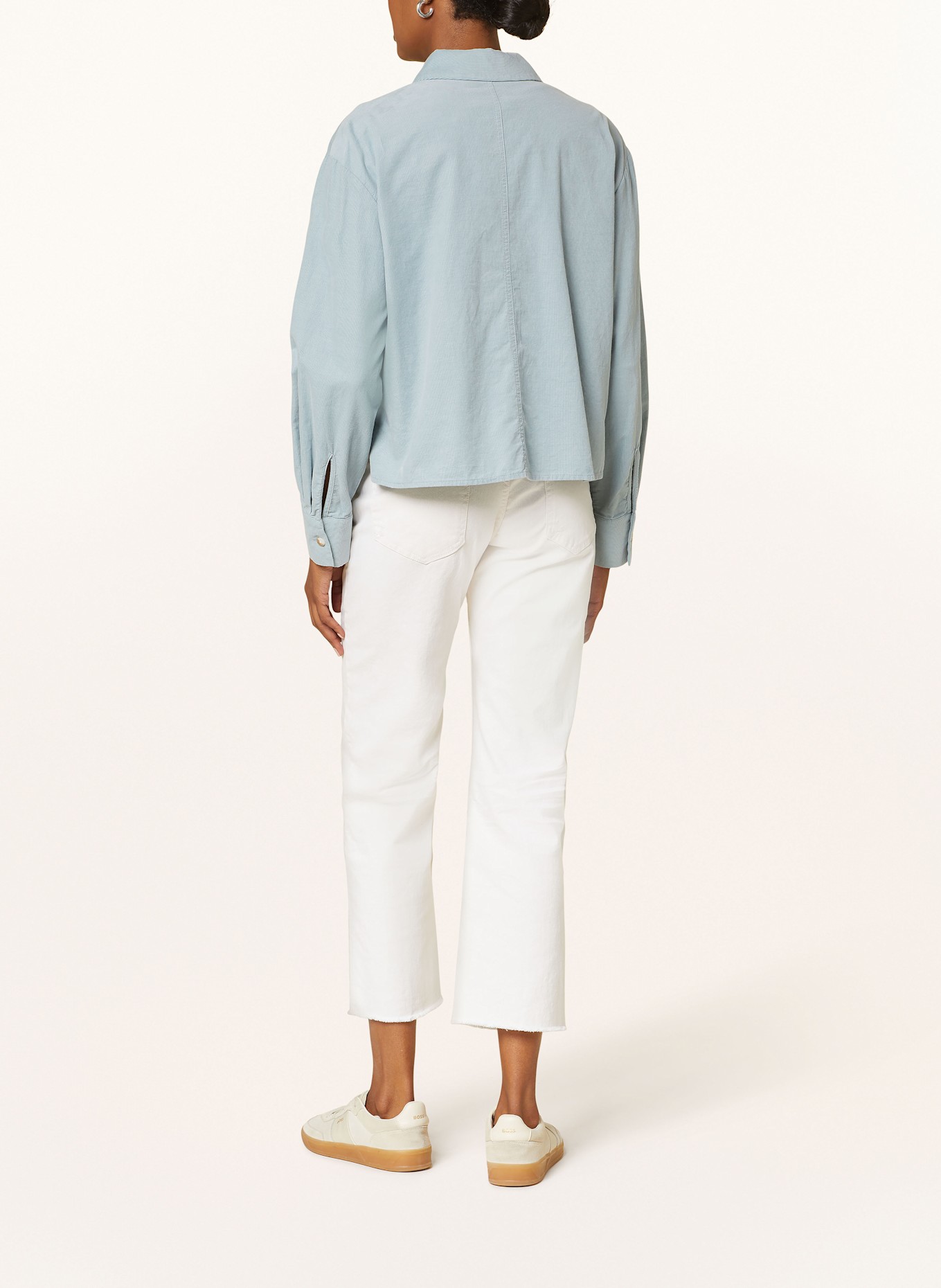 OPUS FRONI corduroy shirt blouse, Color: BLUE GRAY (Image 3)