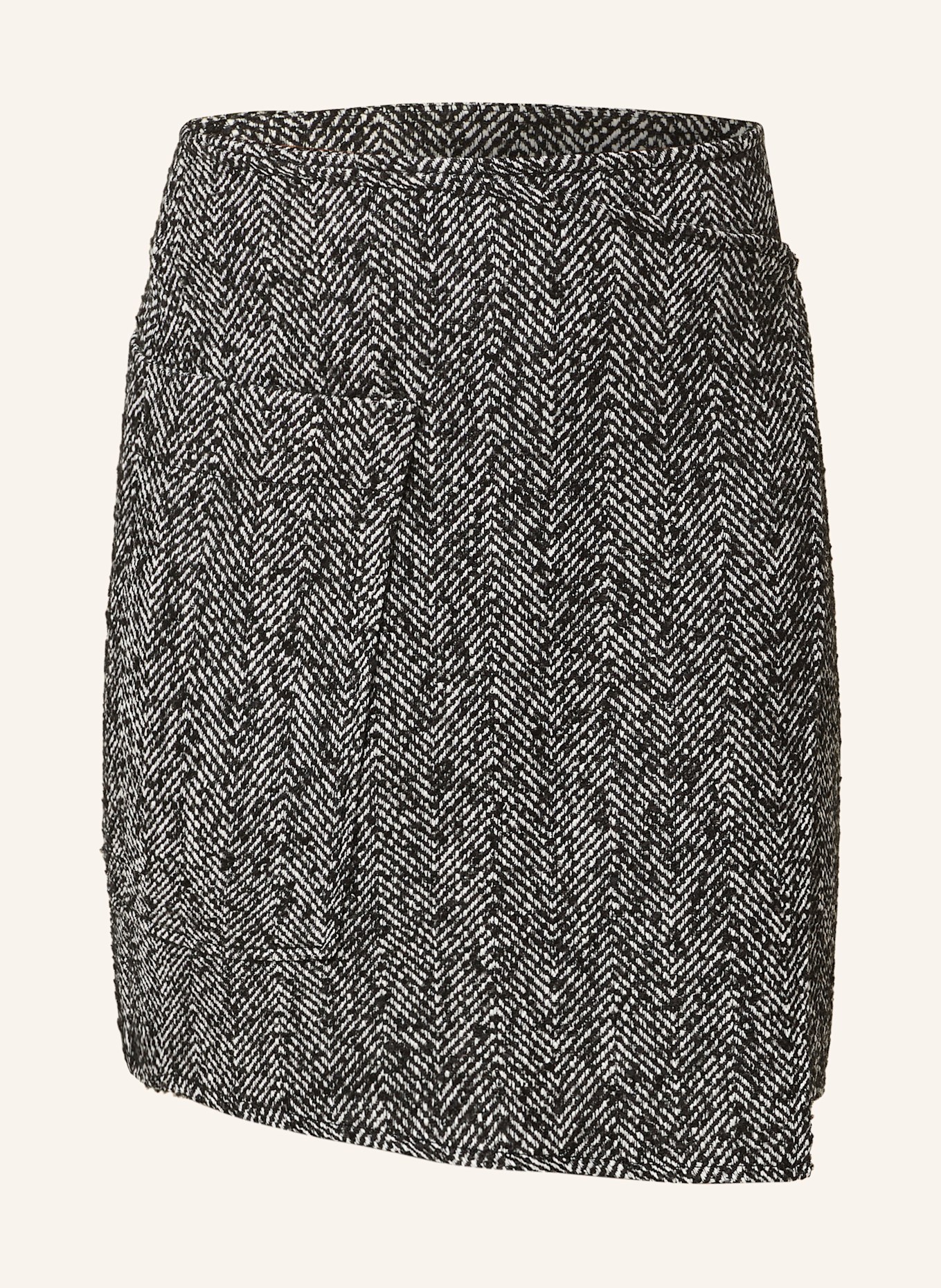 OPUS ROANI tweed skirt with a wrap look, Color: BLACK/ WHITE (Image 1)