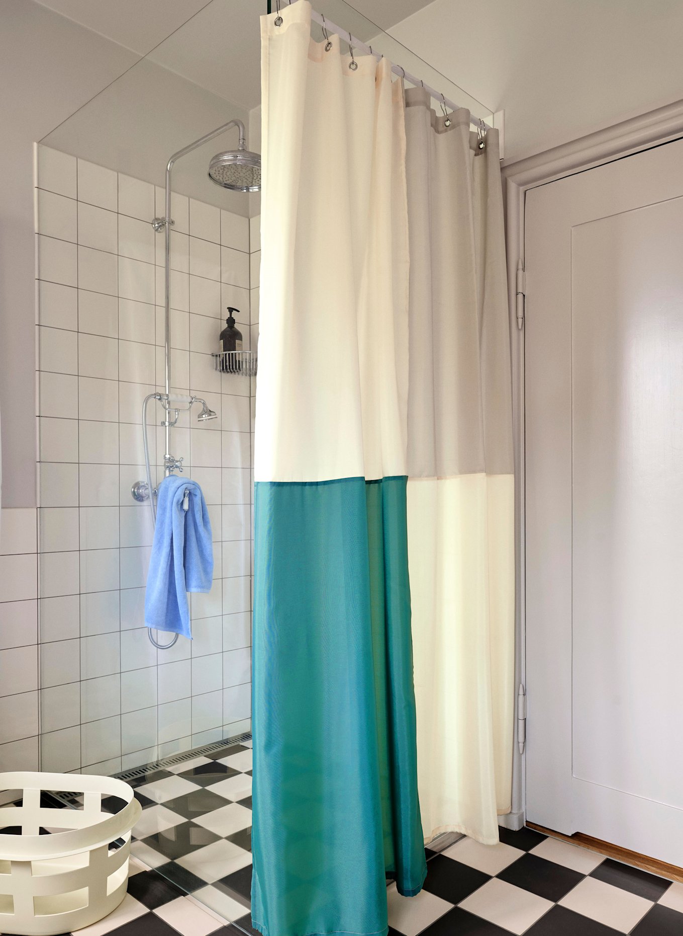 HAY Duschvorhang CHECK: ECRU / PETROL