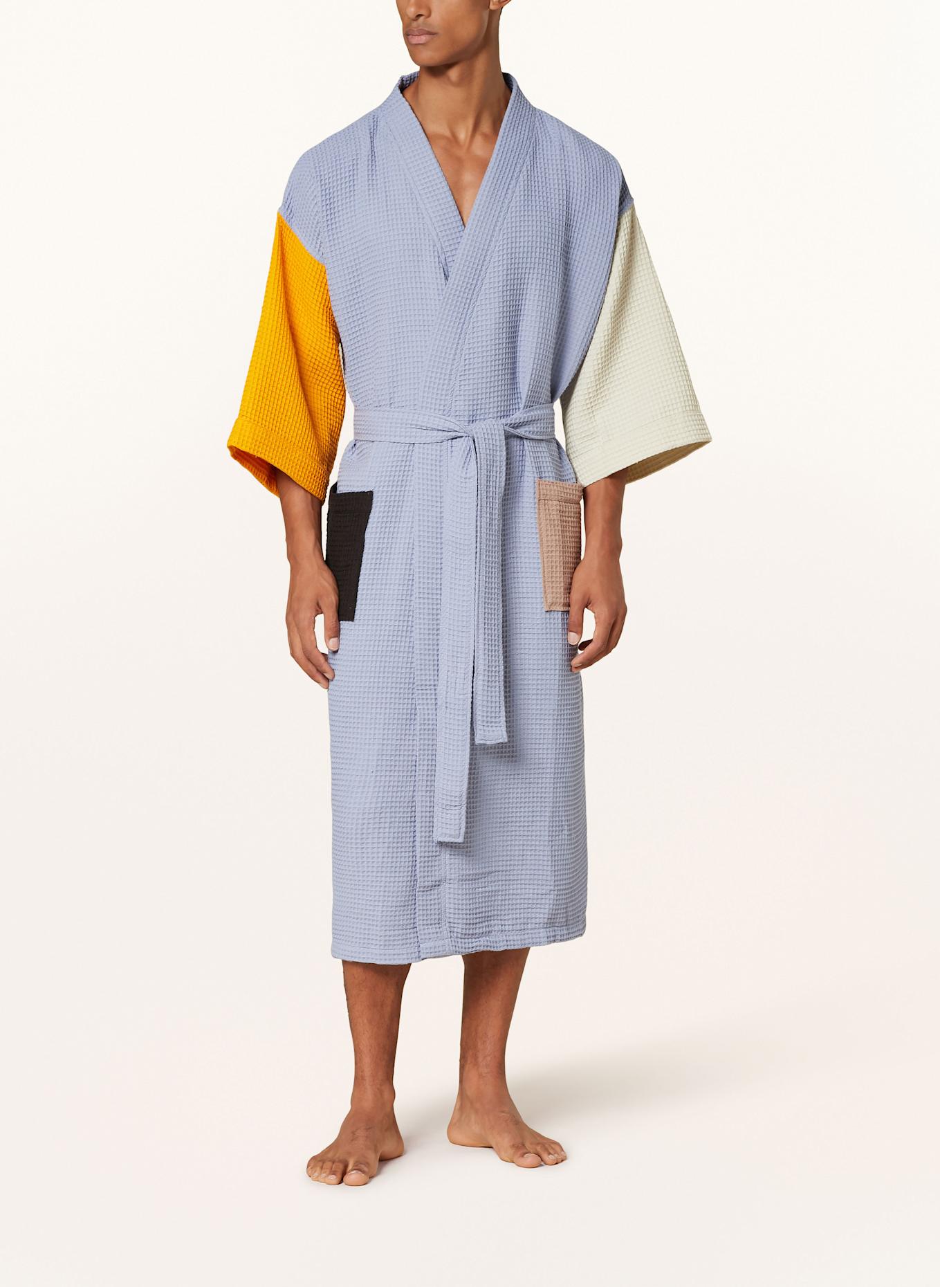 HAY Unisex-Kimono WAFFLE: HELLBLAU / ORANGE / CREME