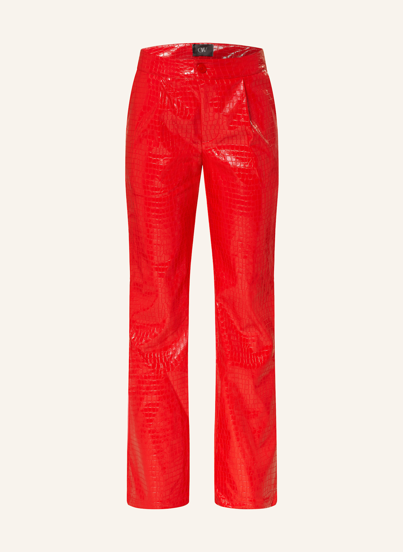 OW Collection VALENCIA leather look Marlene trousers in red