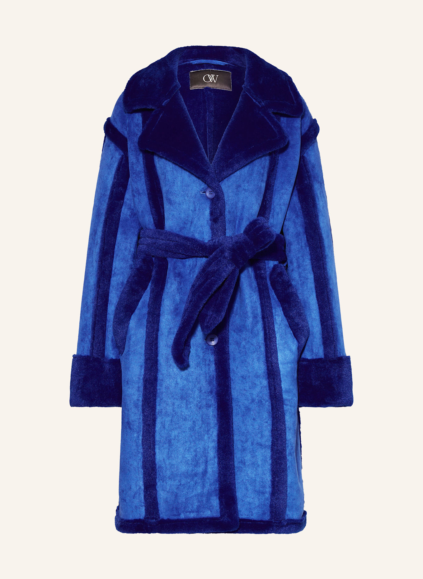 OW Collection Oversized-Mantel NEW YORK mit Kunstfell: BLAU
