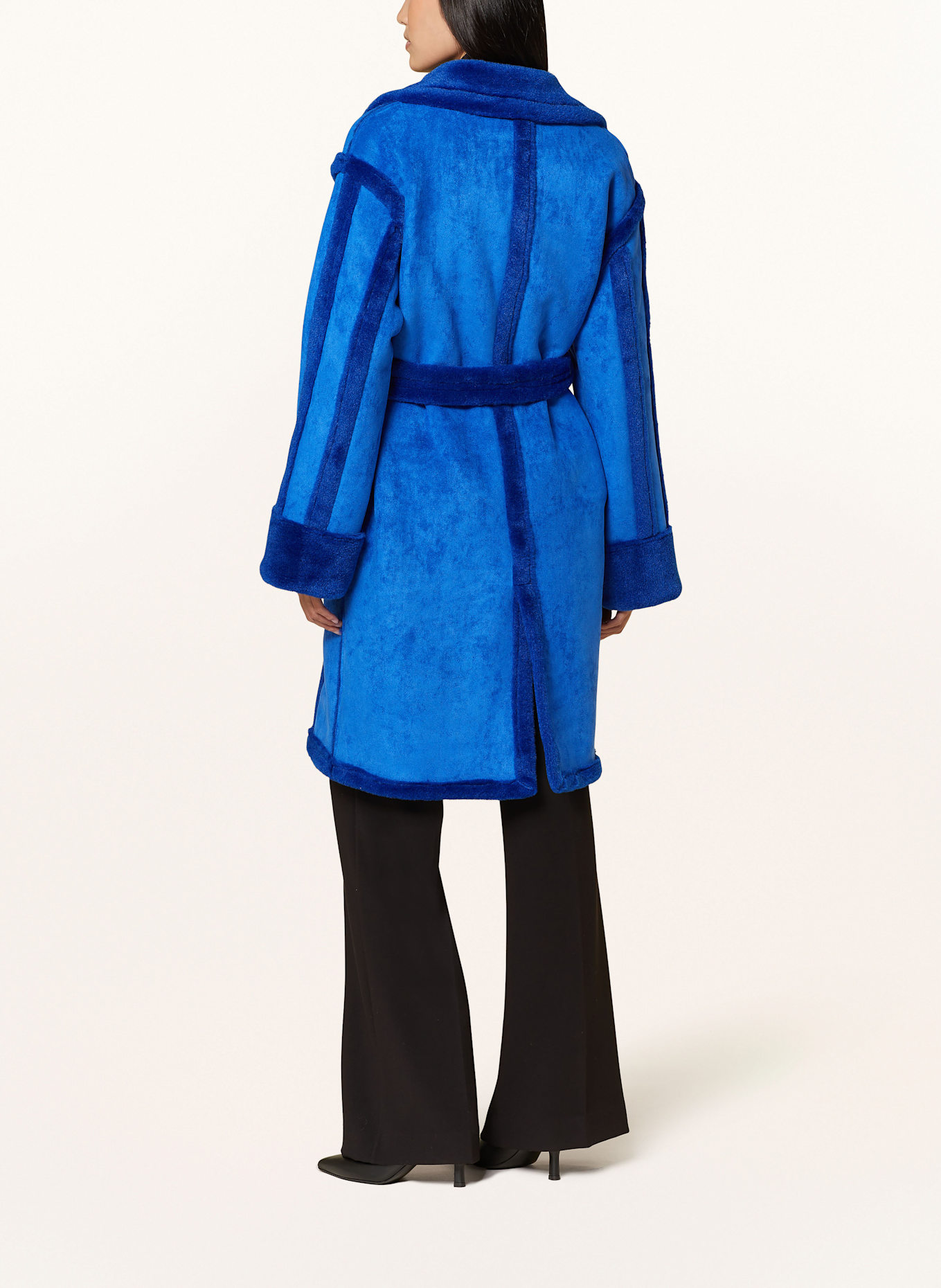 OW Collection Oversized-Mantel NEW YORK mit Kunstfell: BLAU