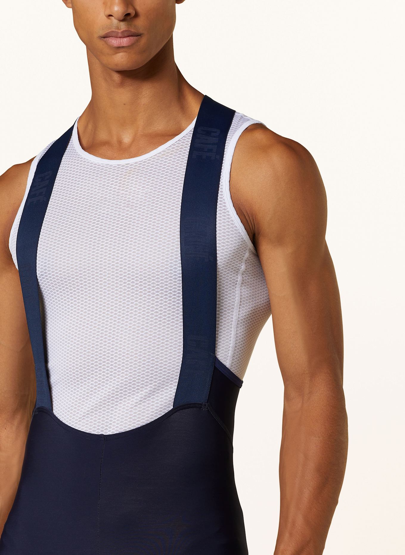 CAFÉ DU CYCLISTE Spodenki kolarskie MARIE z szelkami i wyściełaną wkładką: GRANATOWY