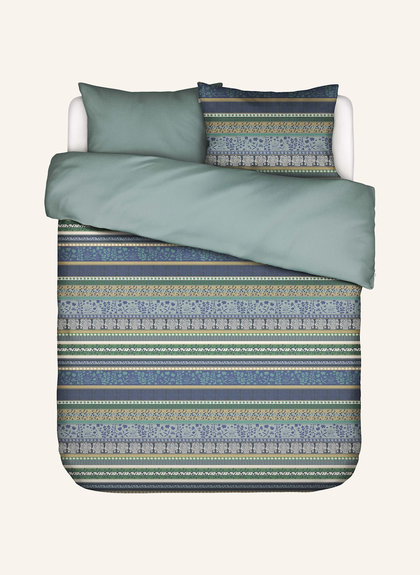 ESSENZA Linge de lit réversible LITA: BLEU PÉTROLE / BLEU