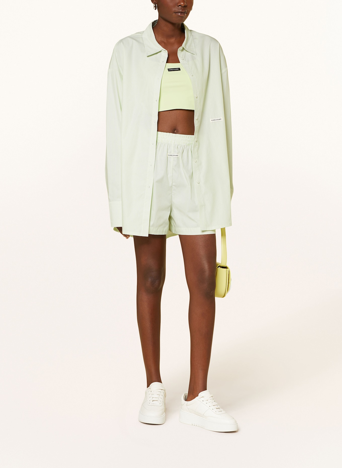 KARO KAUER Shorts, Color: LIGHT GREEN/ CREAM (Image 2)