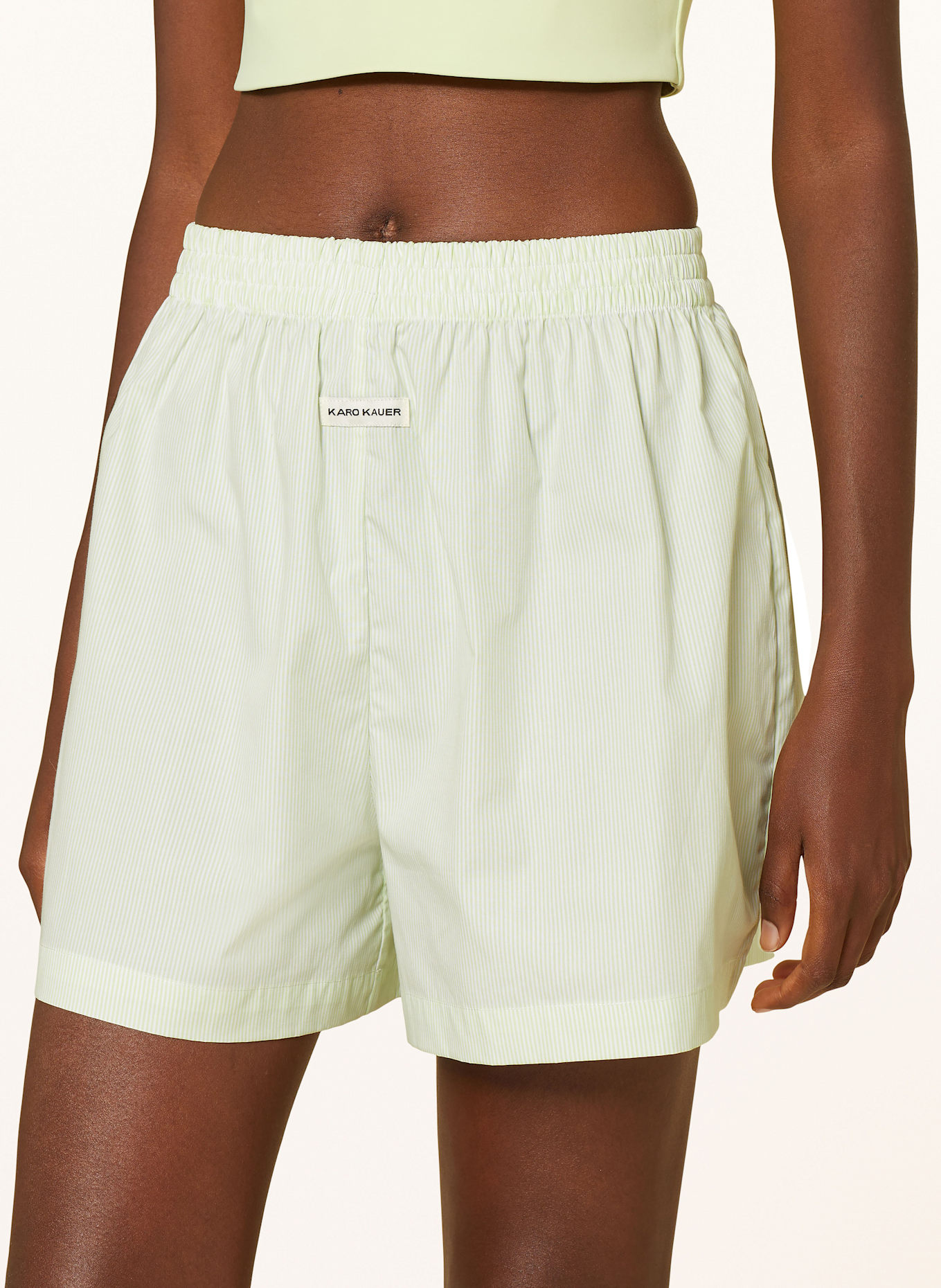 KARO KAUER Shorts, Color: LIGHT GREEN/ CREAM (Image 5)