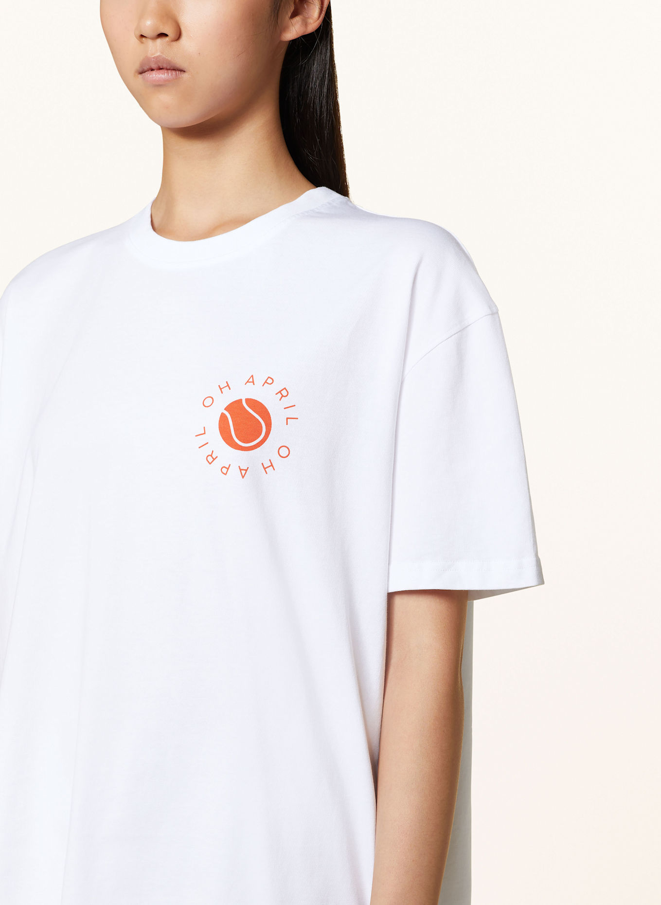 OH APRIL T-shirt BOYFRIEND, Color: WHITE/ ORANGE (Image 4)