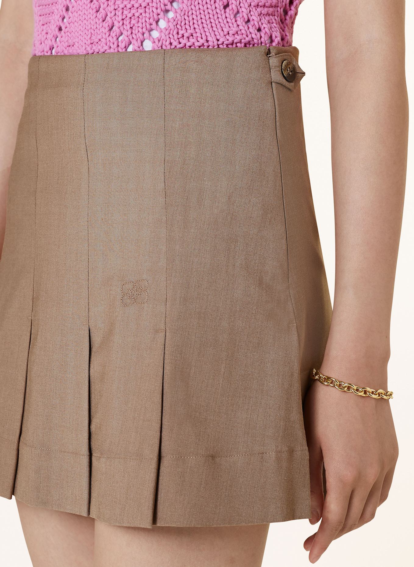 GANNI Pleated skirt, Color: LIGHT BROWN (Image 4)