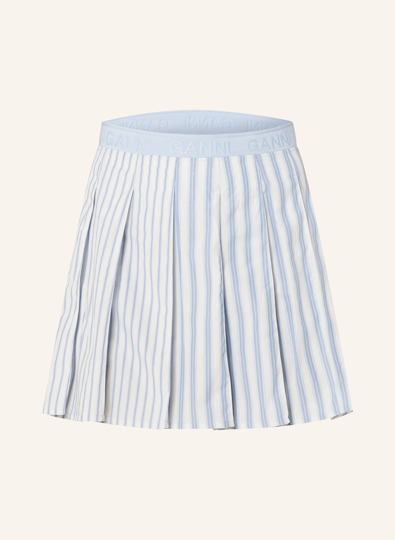 GANNI Faltenrock: BLAU / WEISS