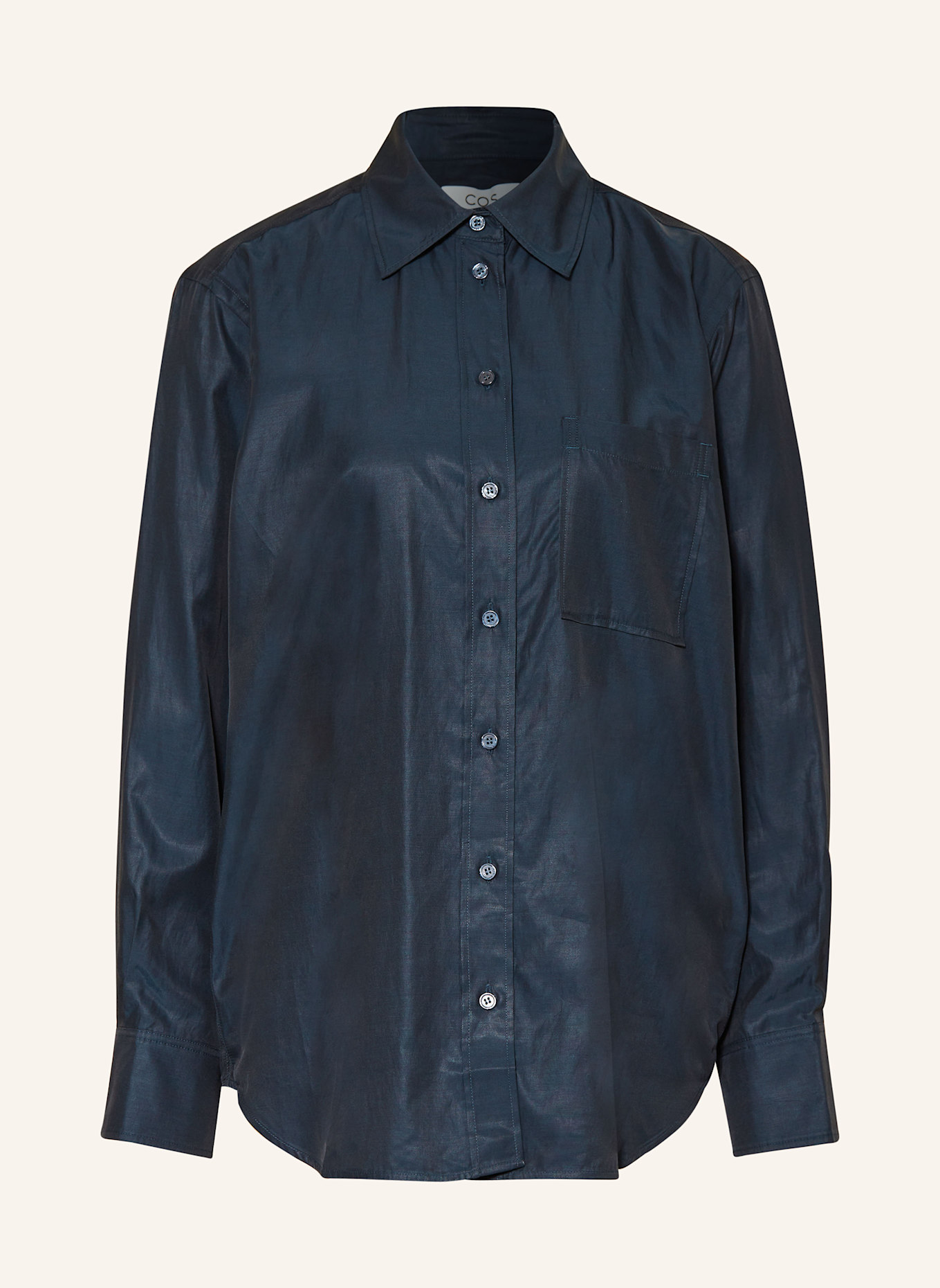 COS Satin shirt blouse: DARK BLUE