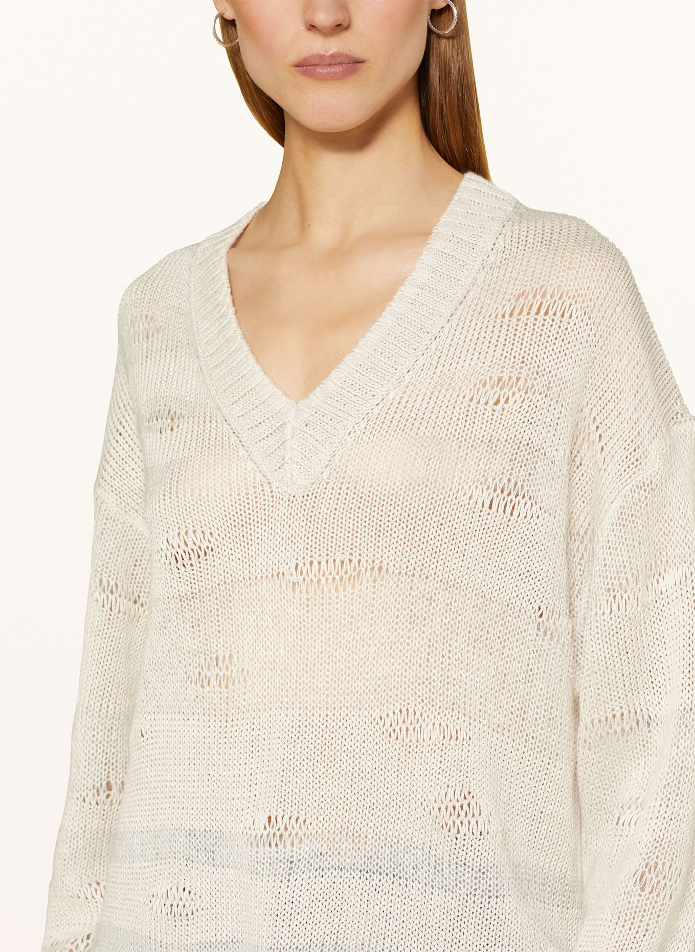 COS Pullover mit Leinen: WEISS/ HELLBRAUN