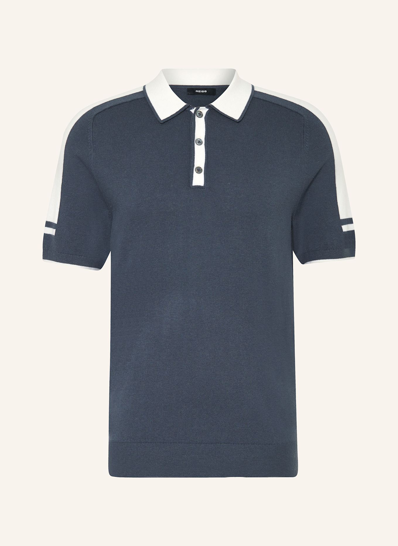 REISS Knitted polo shirt BRUNSWICK, Color: BLUE GRAY/ WHITE (Image 1)