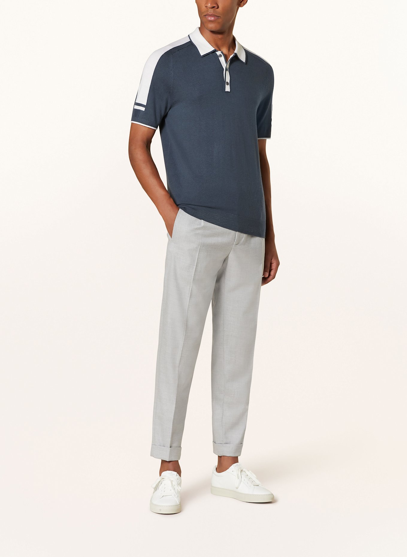 REISS Knitted polo shirt BRUNSWICK, Color: BLUE GRAY/ WHITE (Image 2)