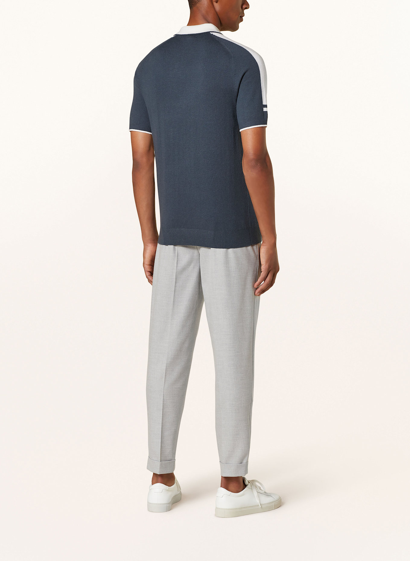 REISS Knitted polo shirt BRUNSWICK, Color: BLUE GRAY/ WHITE (Image 3)