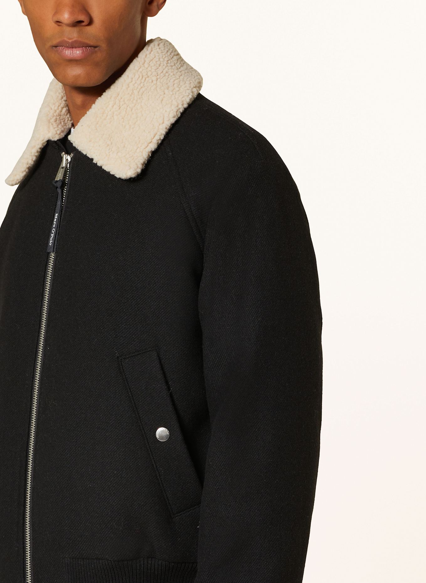 Marc O Polo Bomber jacket with faux fur in black