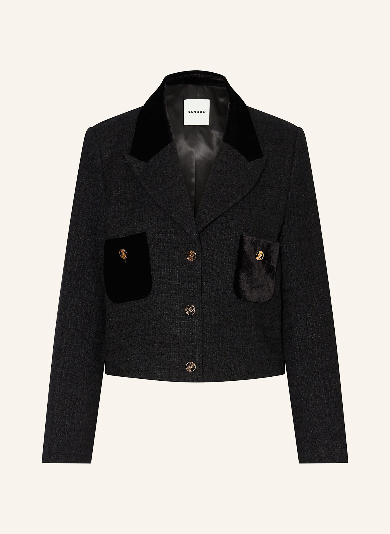 SANDRO Tweed-Jacke, Farbe: SCHWARZ (Bild 1)