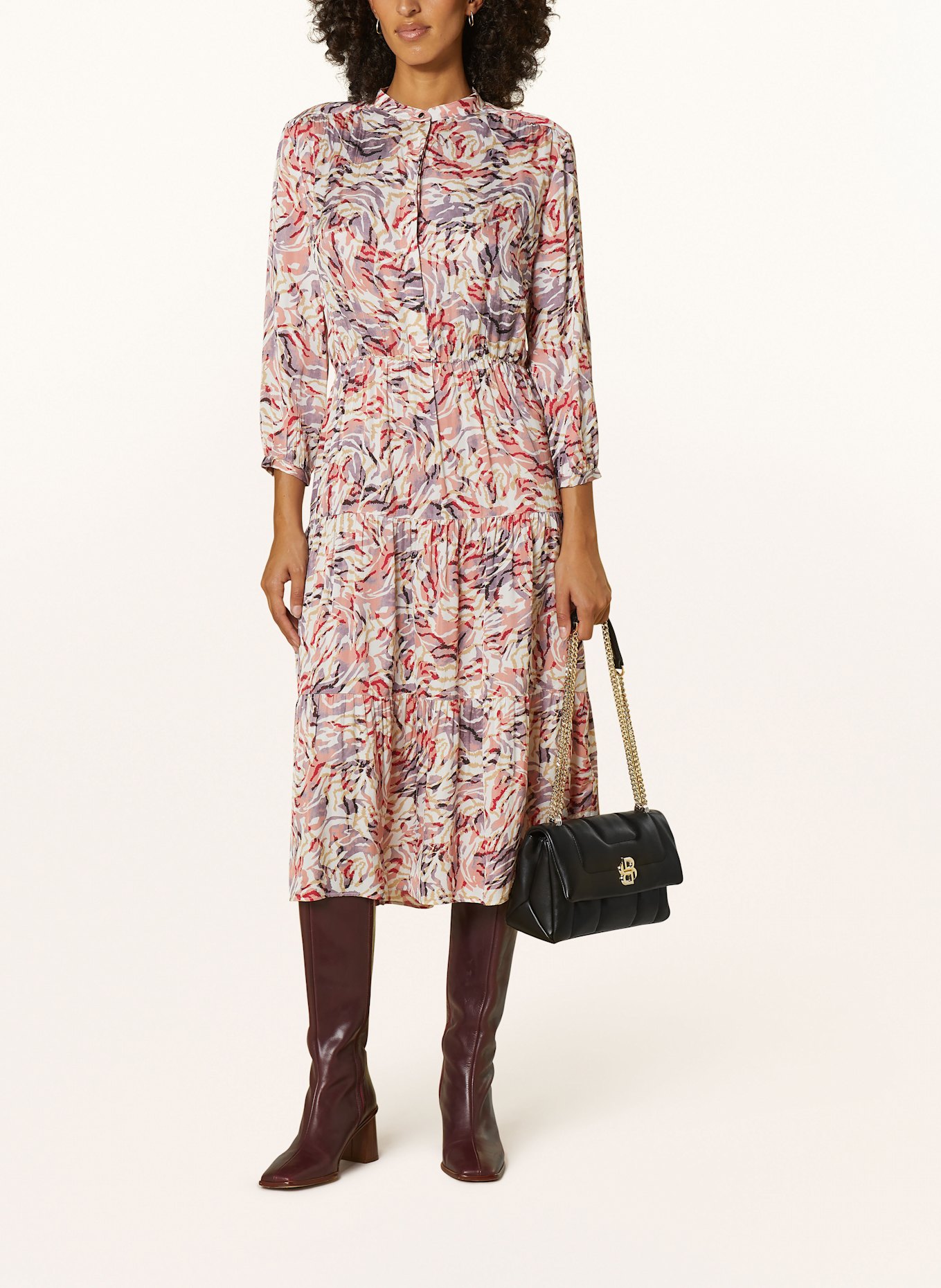 BOSS Kleid DENDANTA mit 3/4-Arm, Farbe: HELLROSA/ DUNKELLILA/ WEISS (Bild 2)