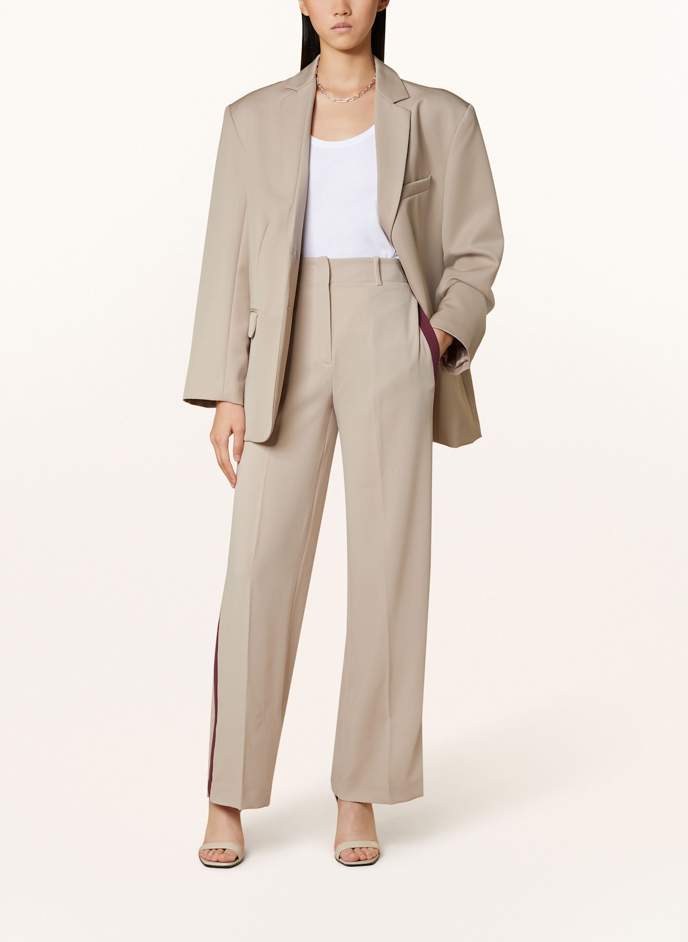 REISS Trousers with tuxedo stripes, Color: BEIGE/ DARK PURPLE (Image 2)