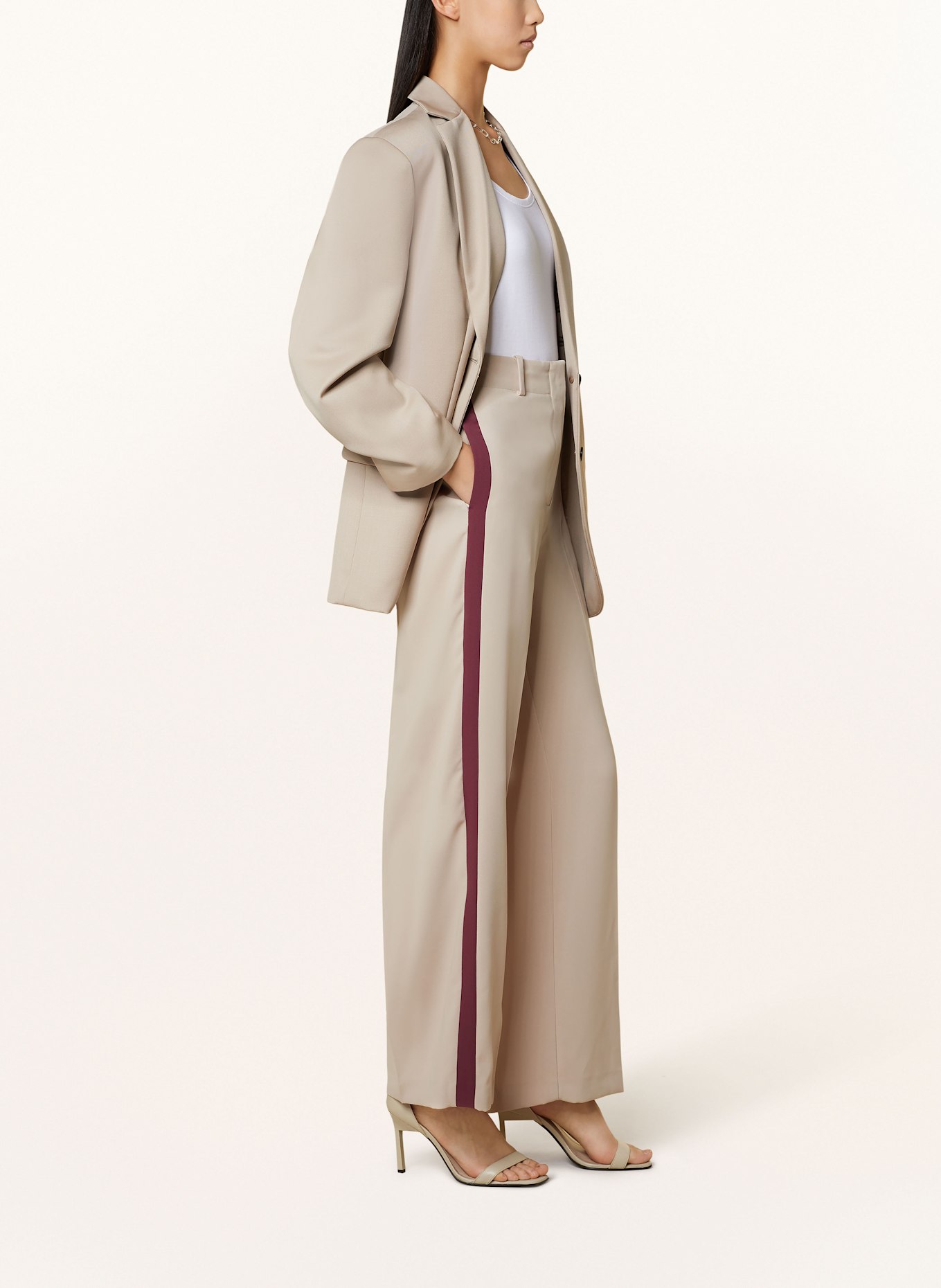 REISS Trousers with tuxedo stripes, Color: BEIGE/ DARK PURPLE (Image 4)