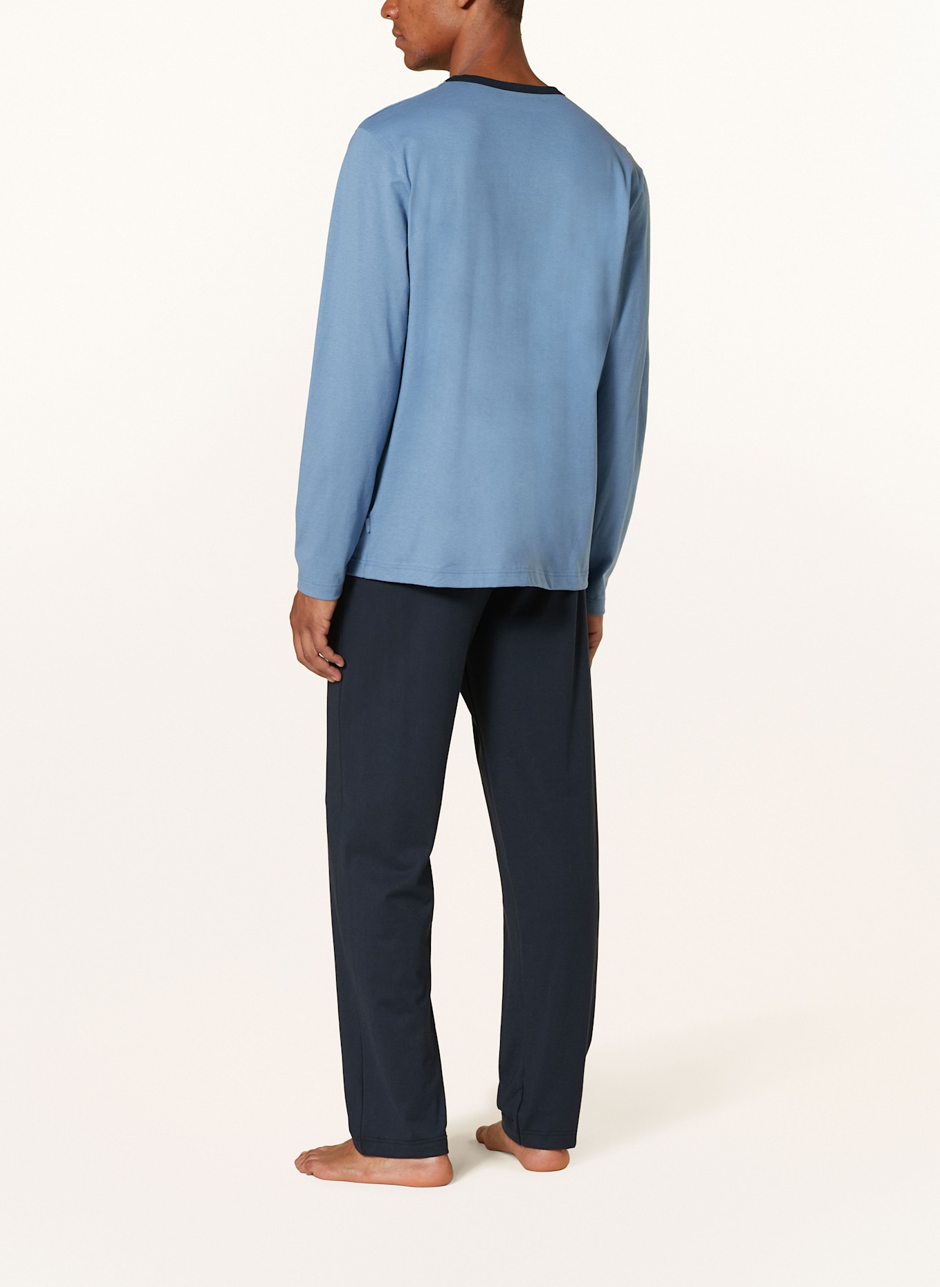 CALIDA Schlafanzug RELAX ESSENTIALS: BLAUGRAU / DUNKELBLAU