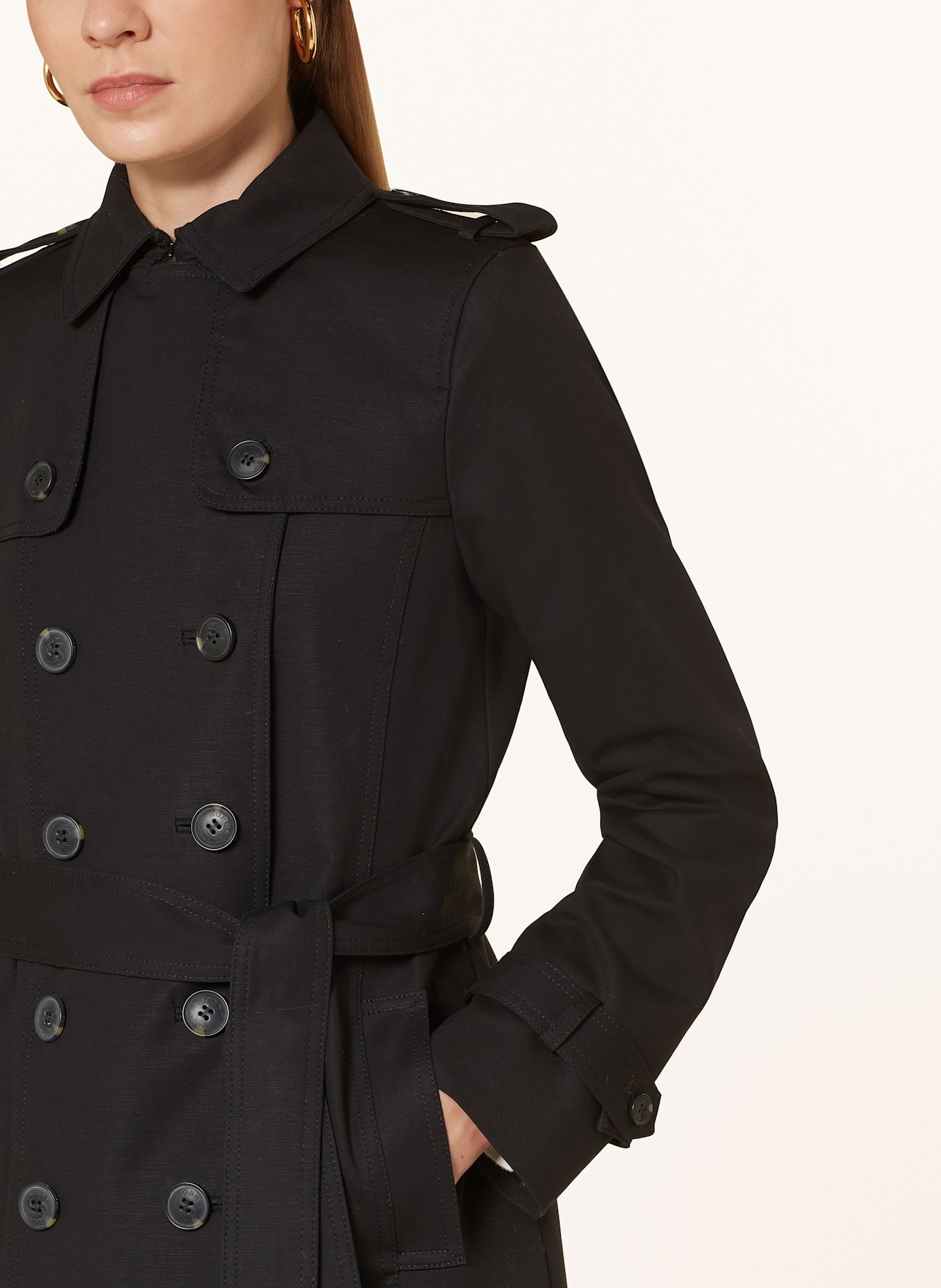 Hobbs black trench coat top