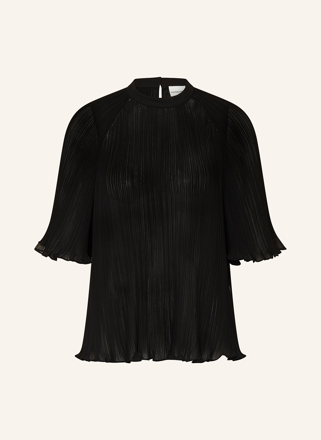 CLAUDIE PIERLOT Plisseebluse mit 3/4-Arm, Farbe: SCHWARZ (Bild 1)