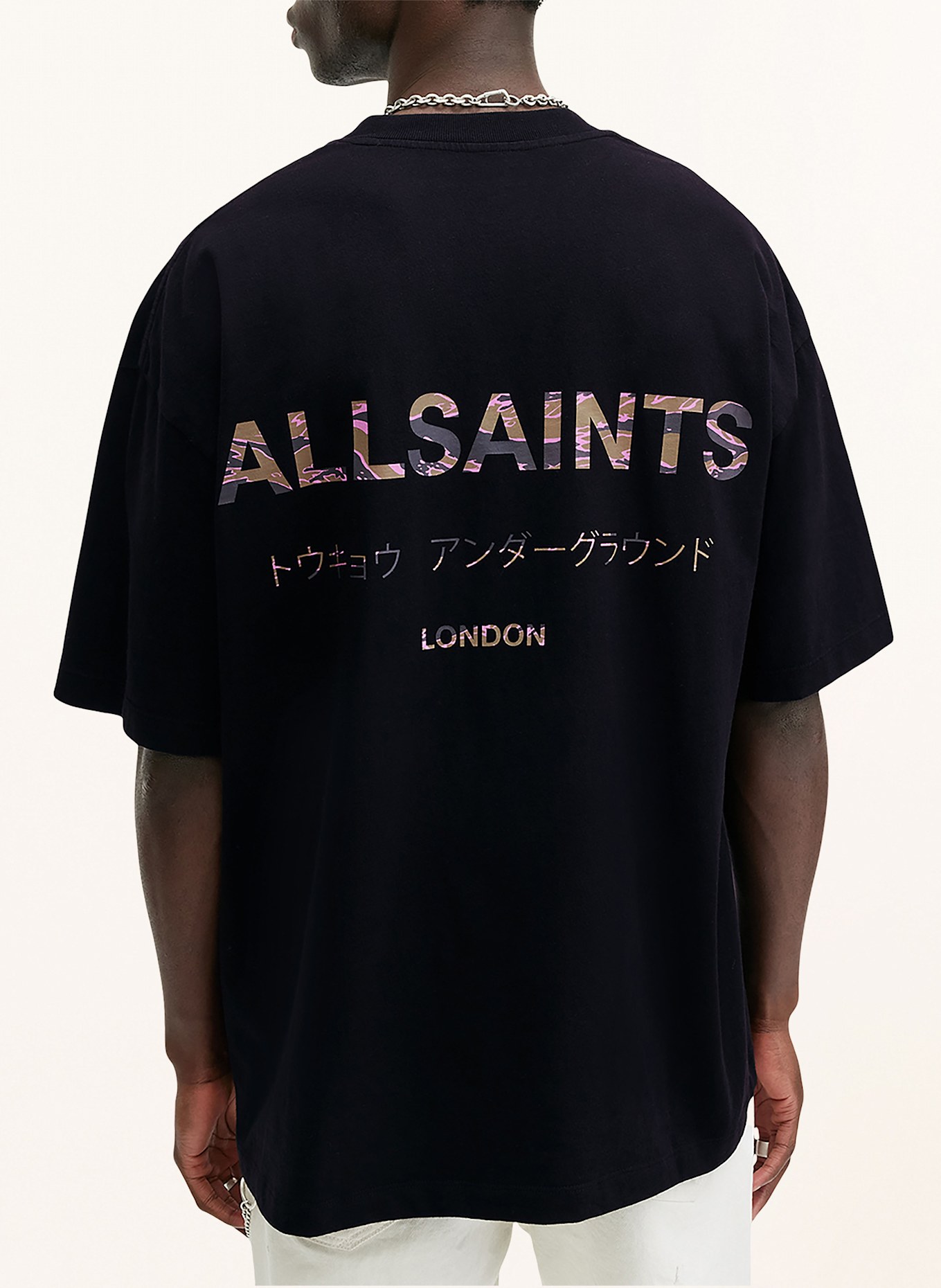 ALLSAINTS T-shirt UNDERGRND, Color: BLACK/ GREEN/ PINK (Image 2)