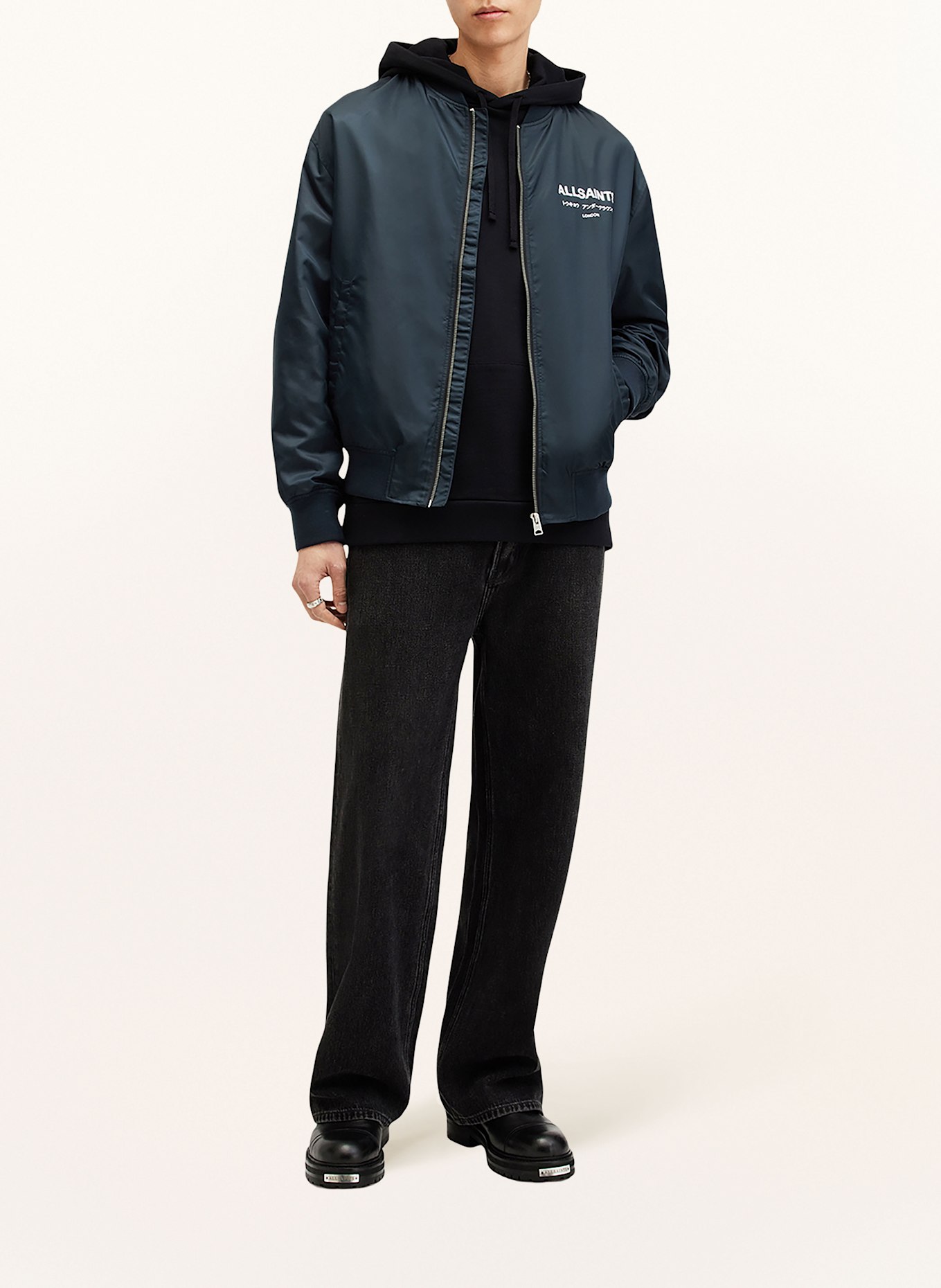 ALLSAINTS Bomber jacket UNDERGROUND, Color: DARK BLUE/ WHITE (Image 3)