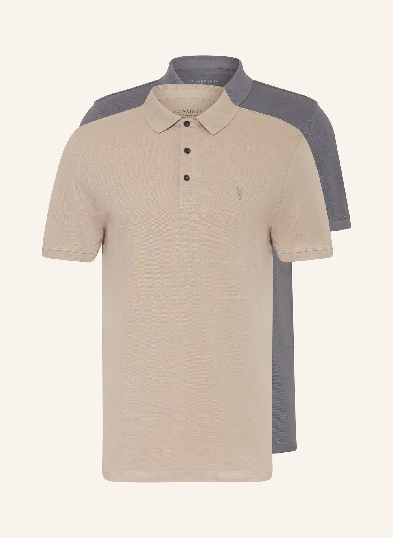 ALLSAINTS 2-pack of REFORM SS piqué polo shirts, Color: BLUE GRAY/ BLUE (Image 1)