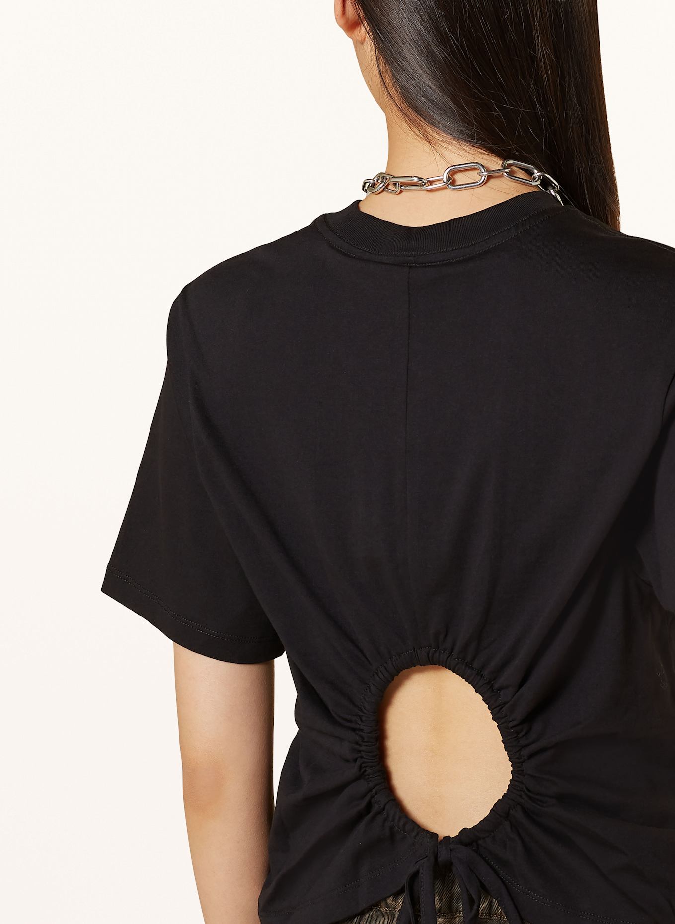 ALLSAINTS HOLLI T-shirt with cut-out, Color: BLACK (Image 4)