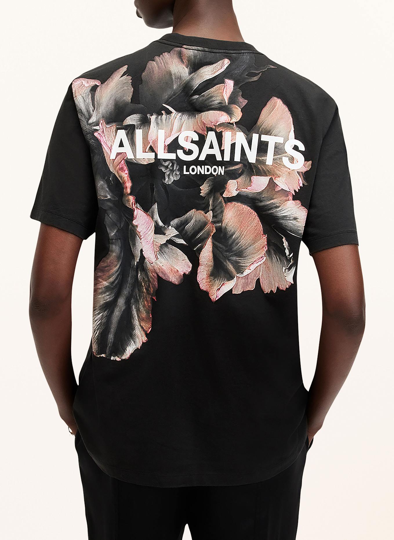 ALLSAINTS T-shirt FLEURIR, Color: BLACK/ WHITE/ PINK (Image 2)