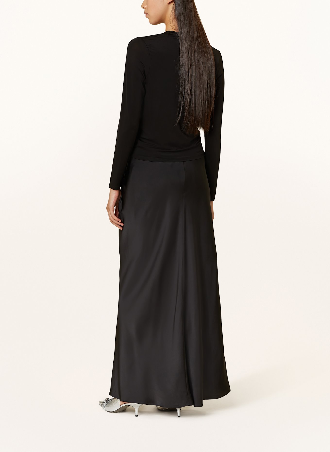 ALLSAINTS ALEXIA satin skirt, Color: BLACK (Image 3)