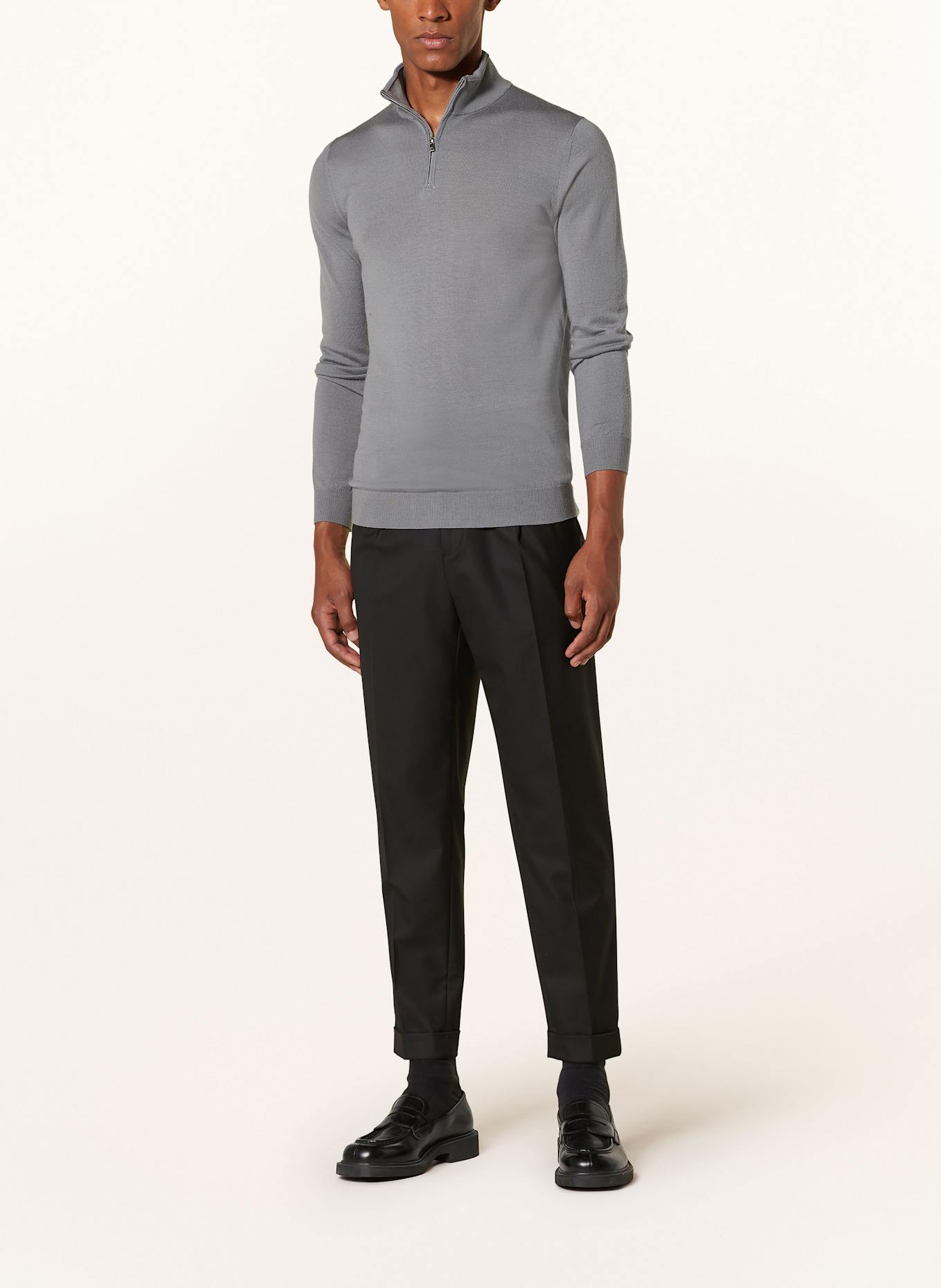 REISS Half zip sweater BLACKHALL in merino wool in mint