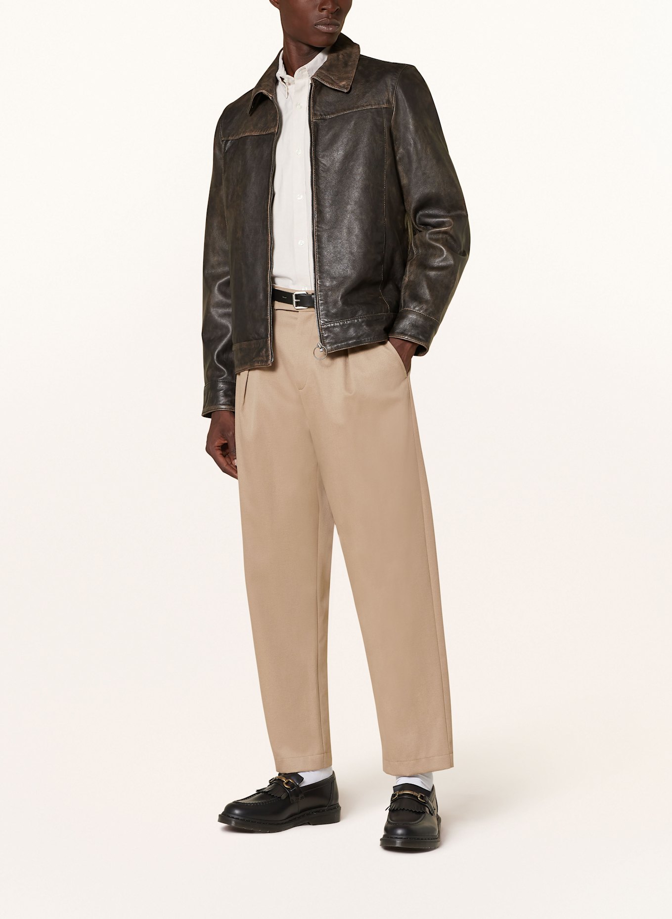 AllSaints Men's Alkan Leather Jacket, Vintage Black at