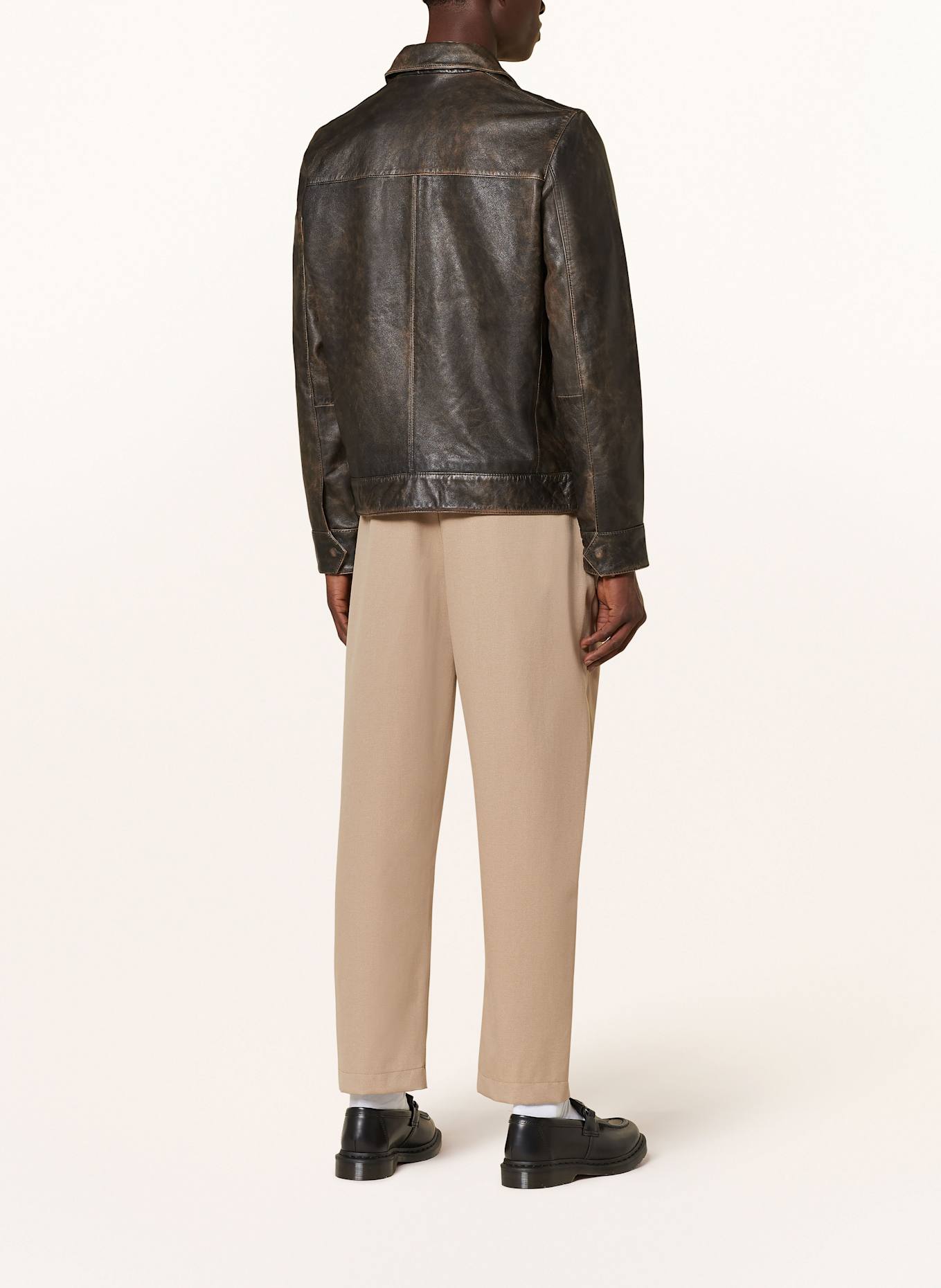 ALLSAINTS Lederjacke ALKAN: SCHWARZ/ DUNKELBRAUN