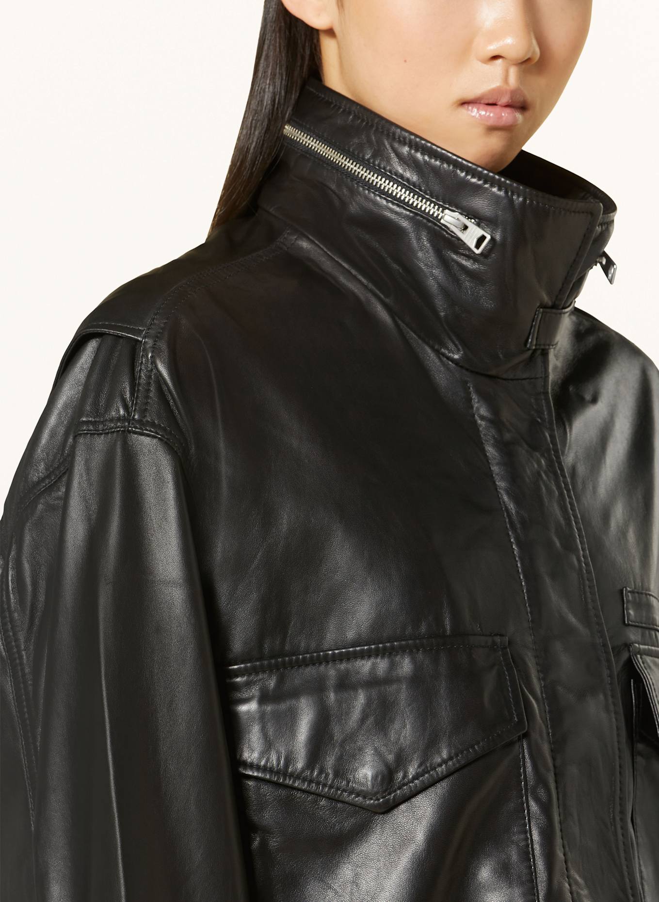 ALLSAINTS Lederjacke CLAY: SCHWARZ