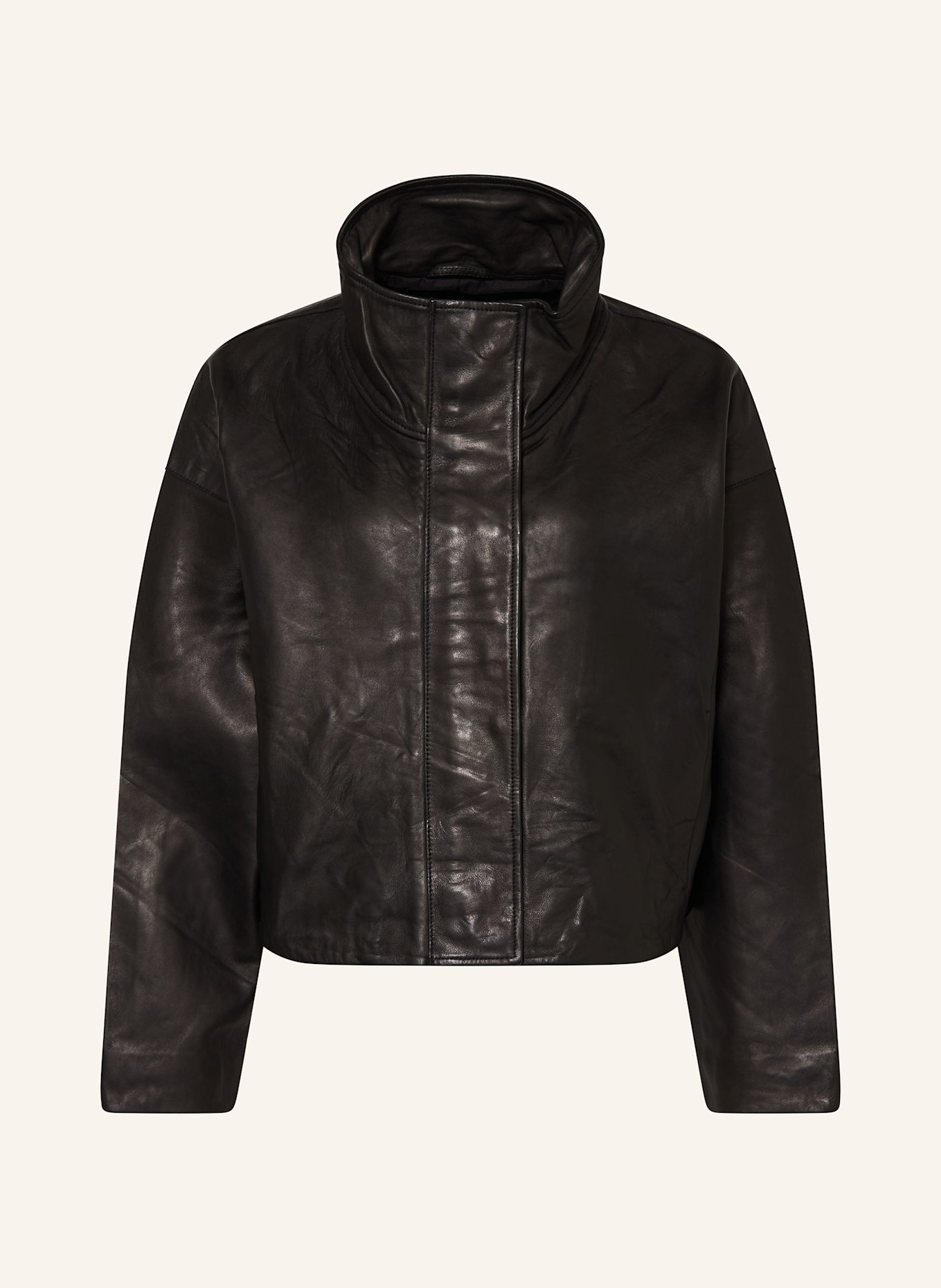 ALLSAINTS Cropped-Lederjacke RYDER, Farbe: SCHWARZ (Bild 1)