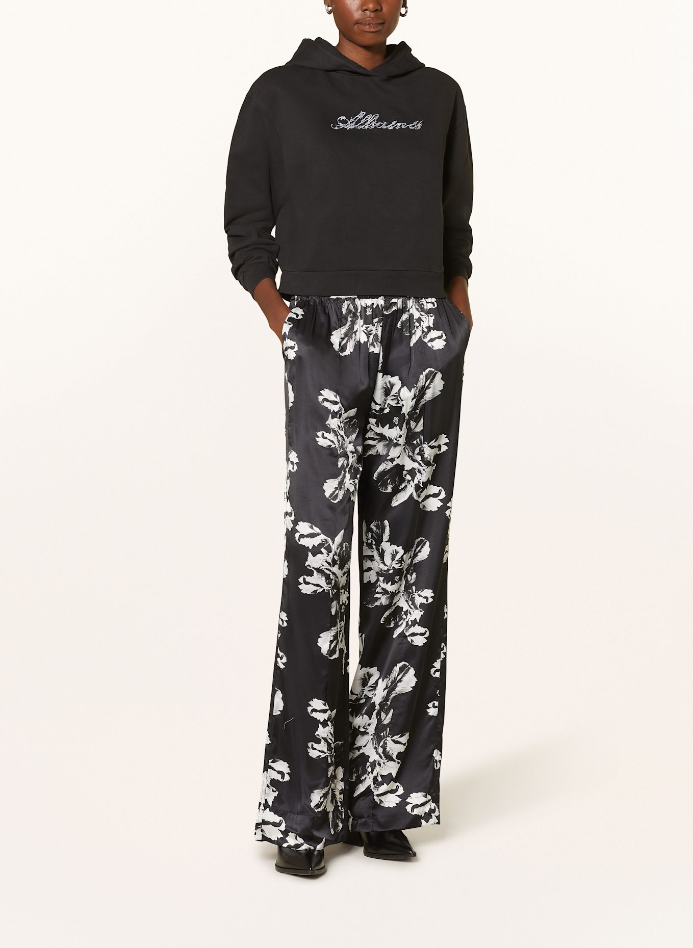 ALLSAINTS CHARLI satin trousers, Color: BLACK/ WHITE (Image 2)