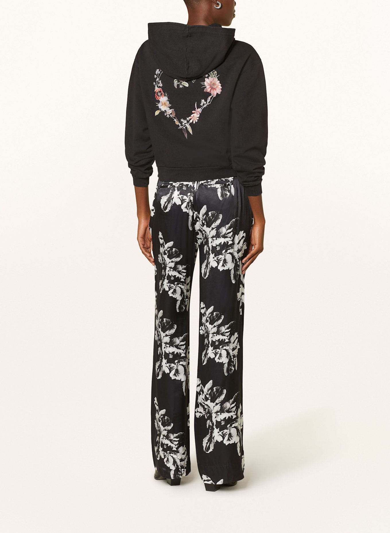 ALLSAINTS CHARLI satin trousers, Color: BLACK/ WHITE (Image 3)