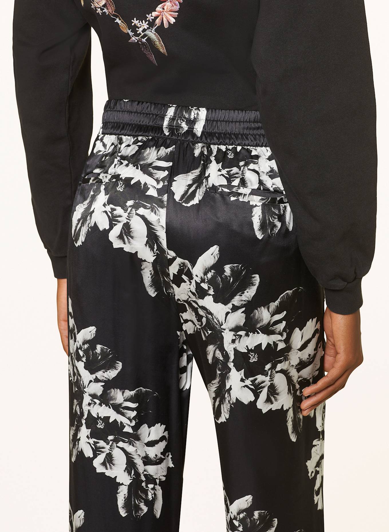 ALLSAINTS CHARLI satin trousers, Color: BLACK/ WHITE (Image 5)