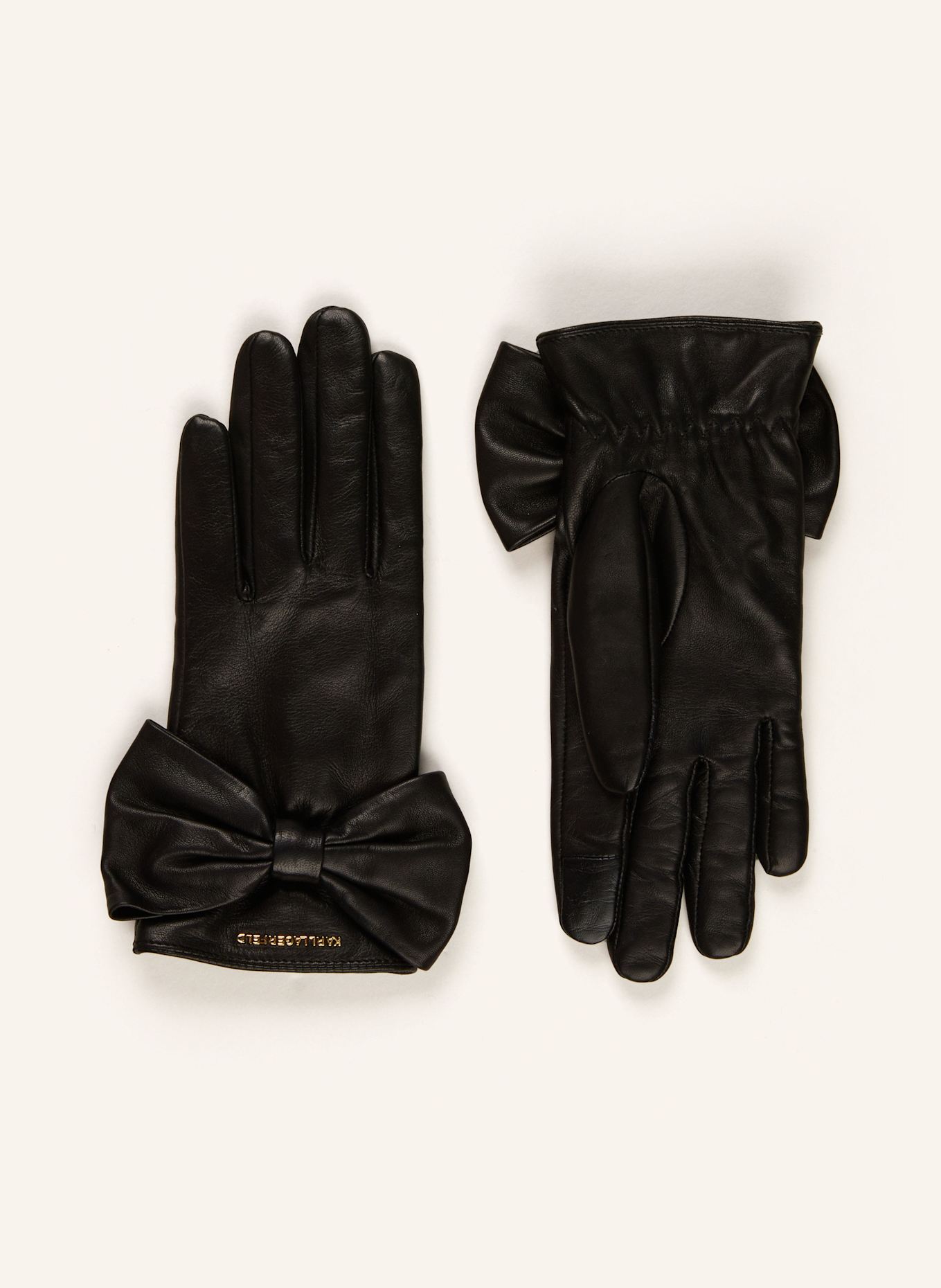 KARL LAGERFELD Leather gloves, Color: BLACK (Image 1)